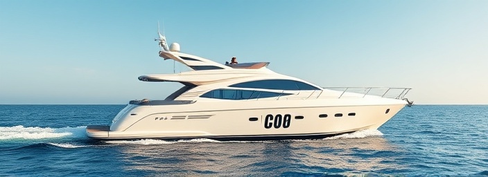 luxury yacht, relaxed, enjoying passive finance, photorealistic, cruising on a tranquil ocean with a clear blue sky in the background, highly detailed, gentle waves, super resolution, pastel tones, sunlit reflections, shot with a 85mm telephoto lens.